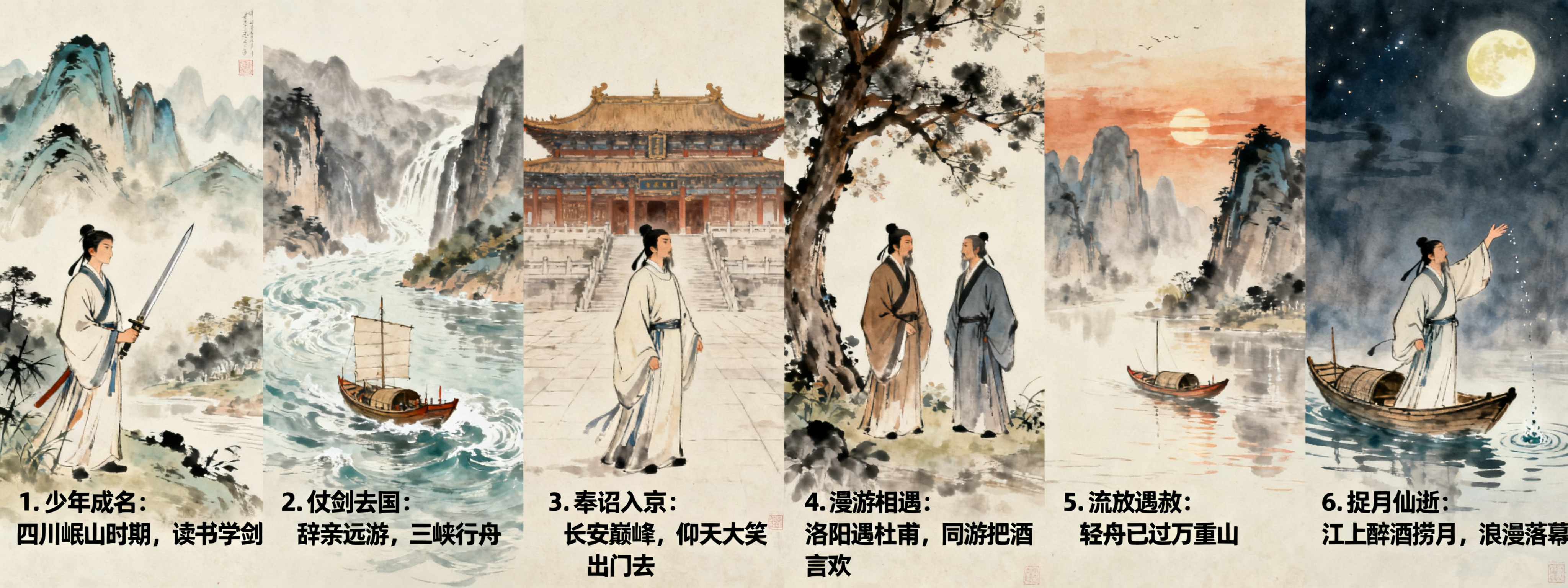 李白一生六阶段